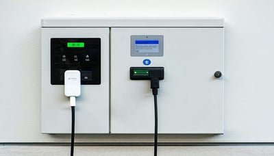 Illustration einer modernen Wallbox-Ladestation